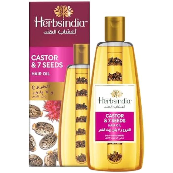 Herbsindia Castor & 7 Herbal Seeds Hair Oil With Nourish Tube | Thickens & Softens Hair | Silicone & Paraben Free | 280ml - Image 1